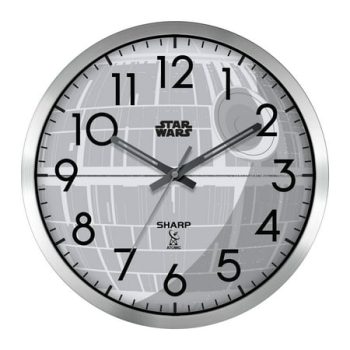 Sharp Star Wars Death Star Atomic Wall Clock- 12 Silver Brushed Finish - Sets Automatically- Battery Operated QA Technology Display