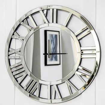 SHYFOY 24 Large Wall Clock Silver Mirrored Clock for Living Room Decor, Big Decorative Mirror Wall Clocks, Modern Wall Decor Clocks Home Decor, Acrylic Mirror Finish