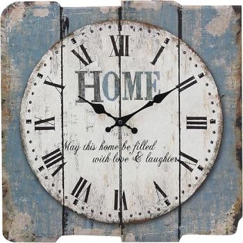 Stonebriar SB-6158A Worn Blue 15 Square White Wall Clock