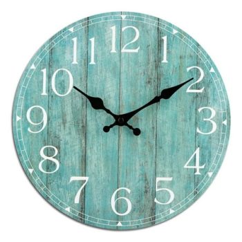 STYLE Wall Clock, 10 Inch Teal Silent Non-Ticking Kitchen Clock Decor, Rustic Vintage Country Retro Decorative Wall Clocks Battery Operated for Bathroom Bedroom Living Room Office