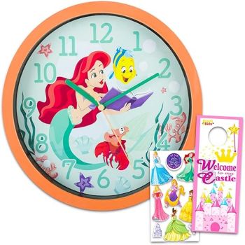 The Little Mermaid Wall Clock - Disney Room Decor Bundle with 10 Ariel Wall Clock Plus Stickers and More for Kids and Adults | The Little Mermaid Gifts