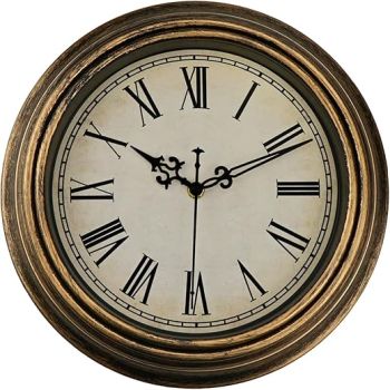 Vintage Wall Clock, 12'' Retro Silent Non Ticking Classic Clocks, Roman Numerals Easy to Read, Quality Quartz Clock Battery Operated, Decorative Bedroom, Kitchen, Office