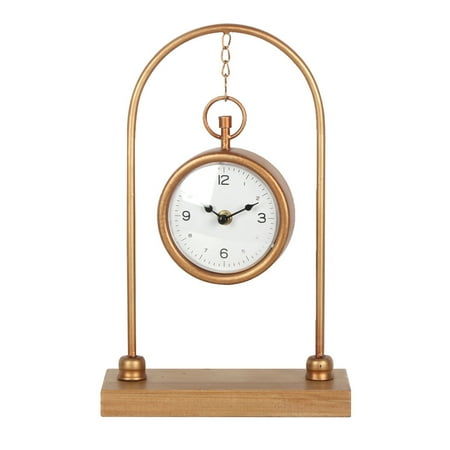 VIP Metal 13.5 in. Brown Table Top Hanging Clock