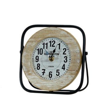 VIP Metal 8 in. White Swivel Table Clock