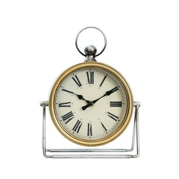 VIP Metal 9 in. White Classic Table Clock