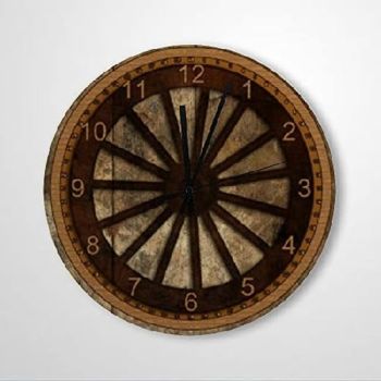 Wagon Wheel Wall Clock Vintage Wood Clock 10 Silent Non-Ticking Quartz Battery Operated Clock for Living Room Kitchen Bedroom Farmhouse Home Decor Birthday Wedding Gift