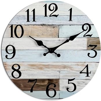 Wall Clock - 10 Inch Silent Non-Ticking Wall Clocks Battery Operated Coastal Country Style Decorative for Living Room, Kitchen, Home,Bathroom, Bedroom, Laundry Room