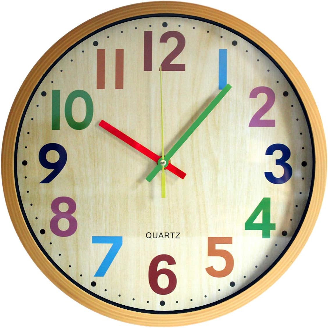 Wall Clock, 12 Inch Easy to Read Silent Non-Ticking Colorful Battery Operated Clock,for Bedroom,Living Room,Kitchen,Office,School Classroom (Yellow)