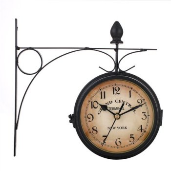 Wall Clock European Style Clock Wrought Iron Wall Clock Vintage Ornament Double Sided Wall Clock Double-Sided Wall Clock