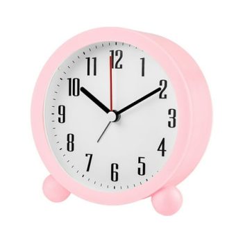 Warkul Alarm Clock with Night Light Quiet Small Round Easy Set Battery Operated Kids Students Desktop Analogue Alarm Clock Home Supplies