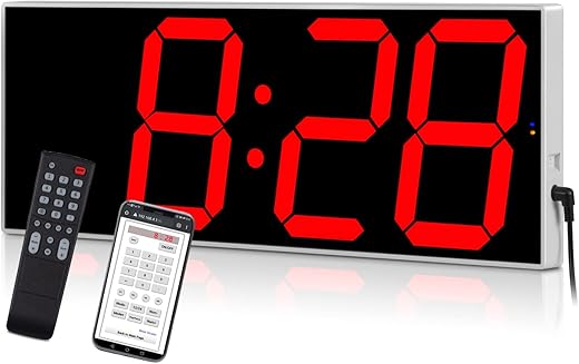 West Ocean LED Oversize Wall Clock with 6 Single Digit, Countdown, Countup, DST Multifunction WiFi Smart Digital Wall Clock (Red)