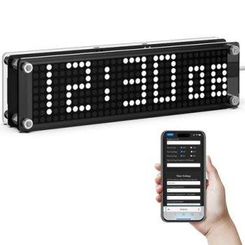 WiFi Matrix Clock with Time Sync,Smart Clock with Custom Sync Frequency,Easy Configuration,Time Zone Settings,Web-Based Setup,White