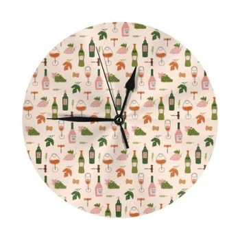 Wine Bottles With Grapes Wall Clock Silent Non Ticking - 10 Inch Battery Operated Modern Clocks for Living Room Bedroom Kitchen Bathroom Office Classroom, Decorative Clocks