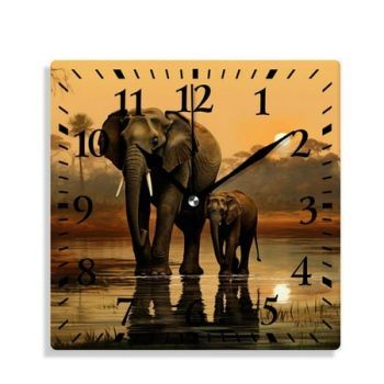 XNSJVGB 10 inch Square Wall Clock,Zoo Animal Family Closeup Wild Nature Pattern,Silent Non Ticking Wall Clocks for Living Room Kitchen Bedroom