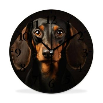 XNSJVGB Silent Non Ticking 10 inch Round Wall Clocks,Puppy Dachshund Dog Exquisite (2),Winter Birds Drawing,Decorative Clocks for Living Room Kitchen Bedroom