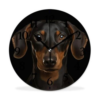 XNSJVGB Silent Non Ticking 10 inch Round Wall Clocks,Puppy Dachshund Dog pattern (2),Winter Birds Drawing,Decorative Clocks for Living Room Kitchen Bedroom