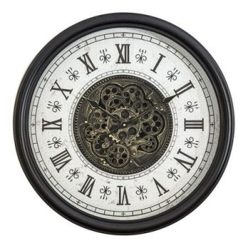 Yosemite Home Decor Metal Classic Chic Wall Clock with Gears in Black