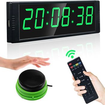 YZ Gym Timer Clock for Home Gym, Fitness Timer with Start/Stop Button, Interval Timer for Workout, Stopwatch/Countdown Timer with Remote, 12/24H Digital Wall Clock, Portable Home Gym Accessories