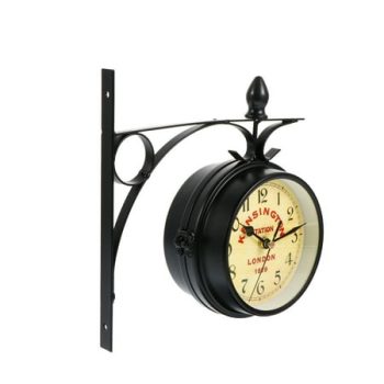 Zcyifa Retro Clock Retro Wrought Iron Antique Double-sided Clock Wall Clock Room Wall Decoration