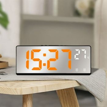 Zedker Wall Clock - LED Digital Wall Clock with Dynamic Display, Mirror Surface, Big Digits, Small Silent Wall Clock for Living Room, Bedroom, Farmhouse, Kitchen, Office