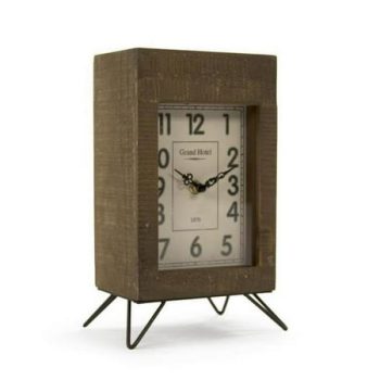 Zentique PC076 7 x 10.5 x 4 in. Wooden Clock, Brown & White