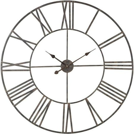 36 in. Solange Round Metal Wall Clock, Light Gray