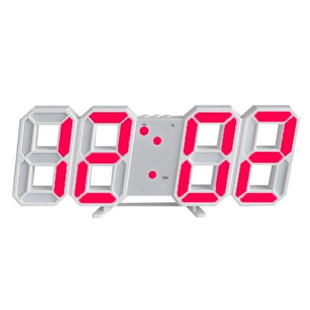 3D LED Digital Wall Alarm Clock, LED Light Nightlight Decor Clocks , for Kitchen Bedroom Office,red，G4131