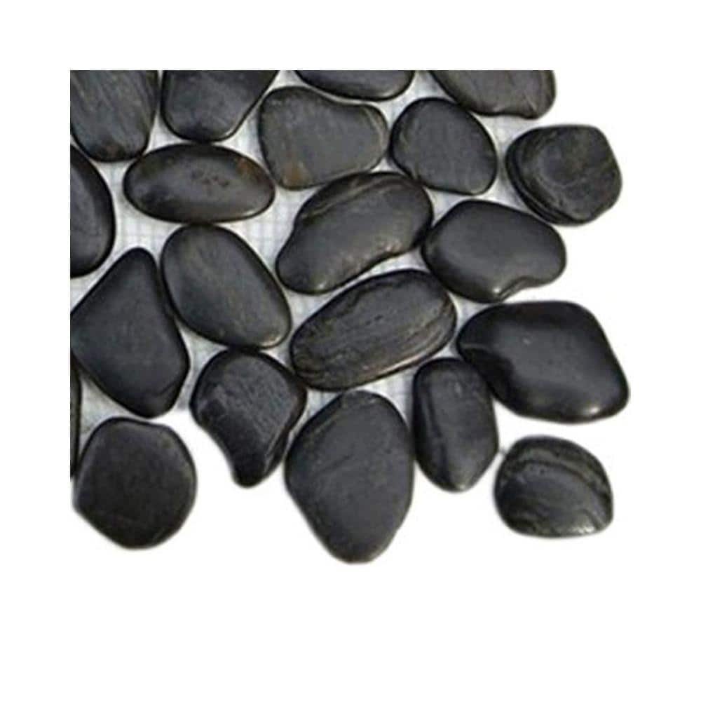 3D Pebble Rock Jet Black Stacked Marble 3 in. x 6 in....