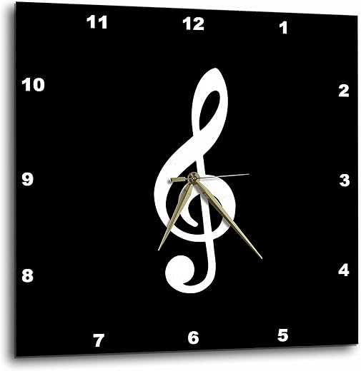 3D Rose Black Treble Notation-G Clef Musical Note Musician Gift Wall Clock, 13