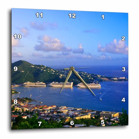 3dRose Caribbean, St. Thomas, USVI, Charlotte Amalie-CA34 MDE0003 - Michael DeFreitas - Wall Clock, 10 by 10-inch