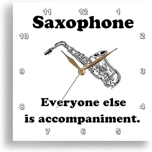 3dRose DPP_123065_1 Saxophone Everyone Else is Just Accompaniment Saxophone Musician Humor Wall Clock, 10 by 10-Inch