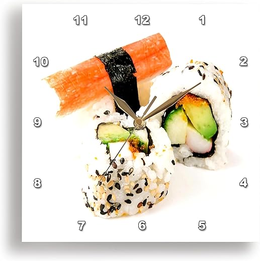 3dRose DPP_62552_1 Sushi Plate Wall Clock, 10 by 10-Inch