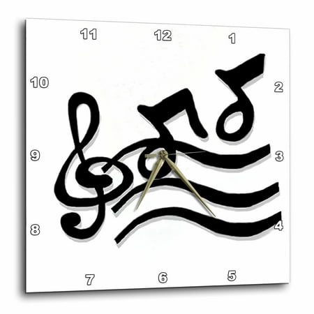 3dRose G Clef and Musical Notes - Wall Clock, 10 by 10-inch