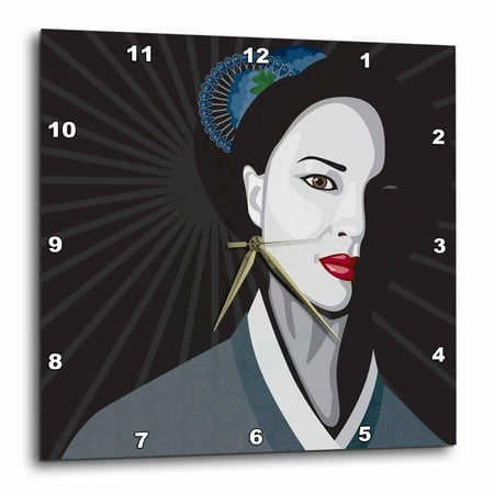 3dRose Geisha Shadow - Wall Clock, 10 by 10-inch