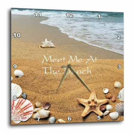 3dRose Image Of Florida Beach With Starfish And Message - Wall Clock, 15 By 15-Inch