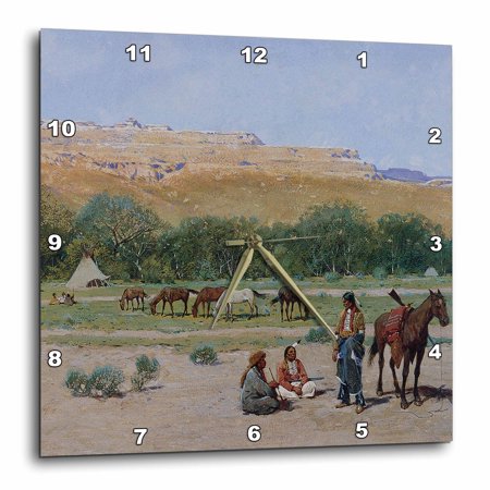 3dRose Indian Encampment by Henry Farny American West - Wall Clock, 10 by 10-inch