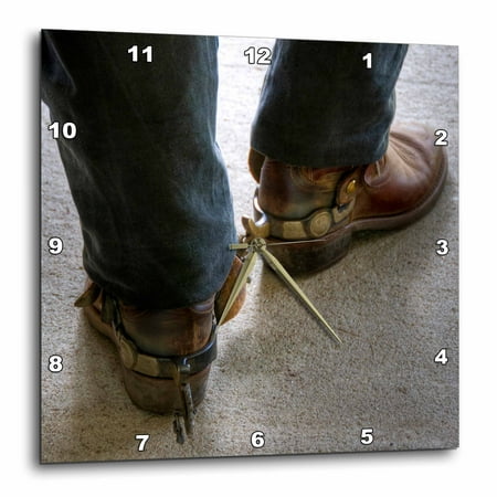 3dRose man with cowboy boots with spurs - Wall Clock, 13 by 13-inch