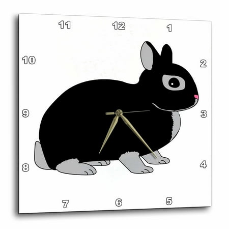 3dRose Netherland Dwarf Rabbit Silver Marten Design - Wall Clock, 10 by 10-inch