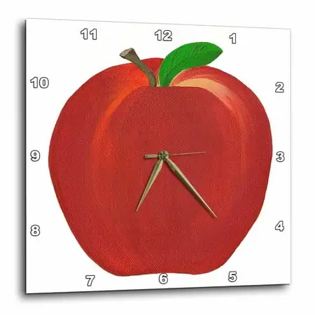 3dRose Red Apple - Wall Clock, 10 by 10-inch