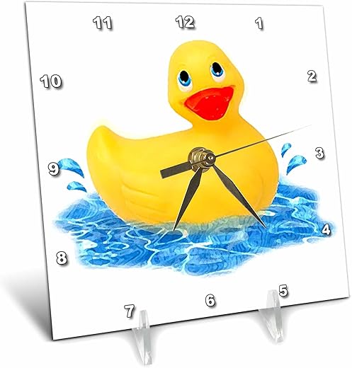 3drose Rubber Duck Desk Clock, 6 by 6-Inch