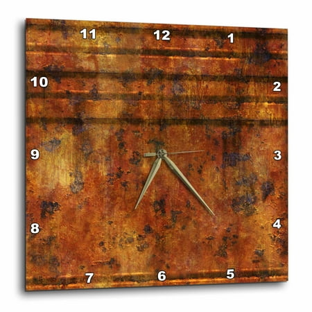 3dRose Rusted Metal Look - One Dimensional - Wall Clock, 10 by 10-inch