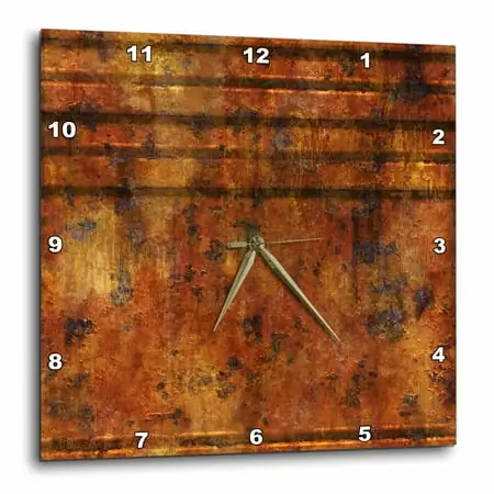 3dRose Rusted Metal Look - One Dimensional - Wall Clock, 10 by 10-inch