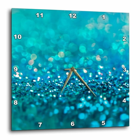 3dRose Sparkling Teal Blue Luxury Shine Girly Elegant Mermaid Glitter - Wall Clock, 13 by 13-inch