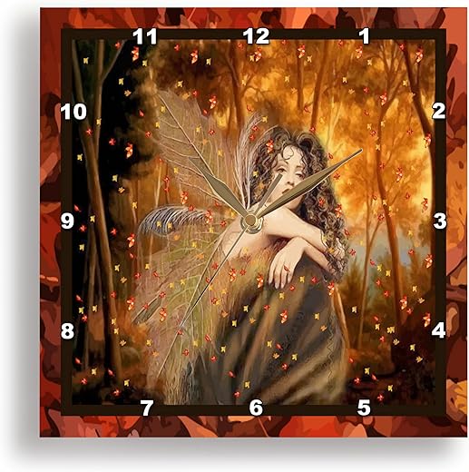 3dRose Wall Clock Silent - 15 inch - Forest Fairy - Designs Angel or Fairy Themes