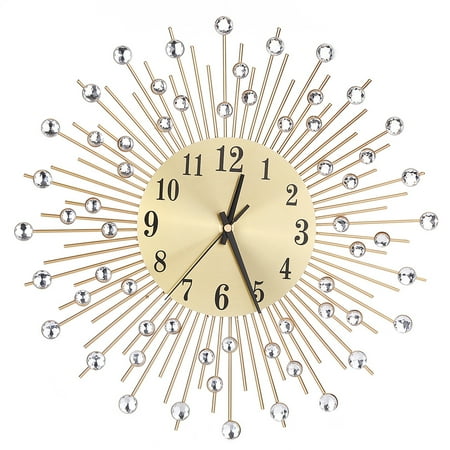 3D Wall Clock Diamonds Decorative Clock Wall Clock Living Room Decor Quiet Quartz Clocks Modern Minimalist Clocks (Gold)