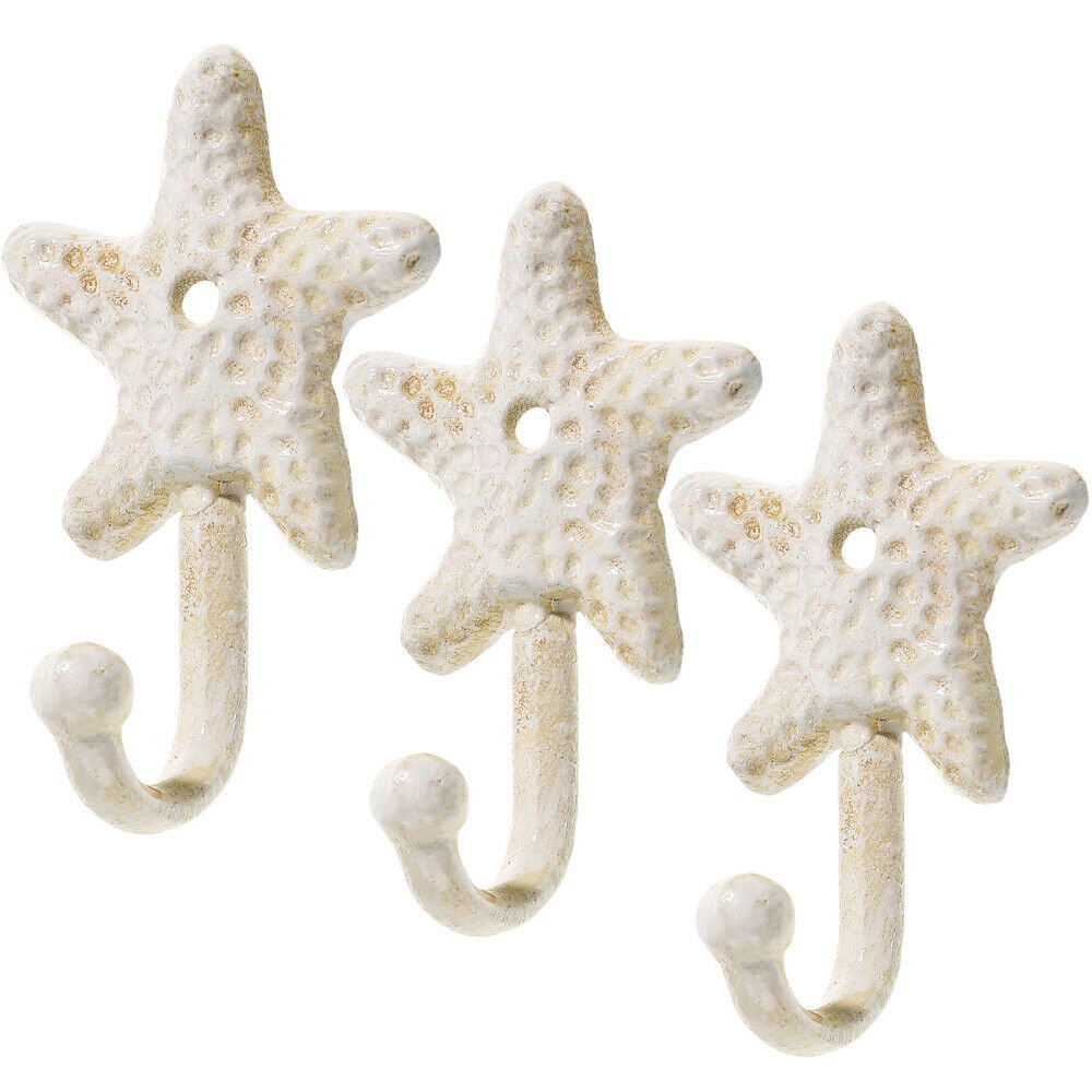 3 Pcs Sea Coat Rack Shell Garment Hooks Nautical Wall Retro Decor Mounted