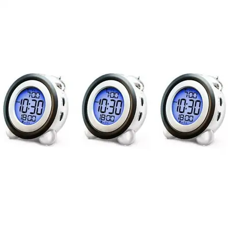 3X Digital Alarm Clock,Time Date Display Twin Loud for Heavy Sleepers Dual Alarm Blue Backlight for