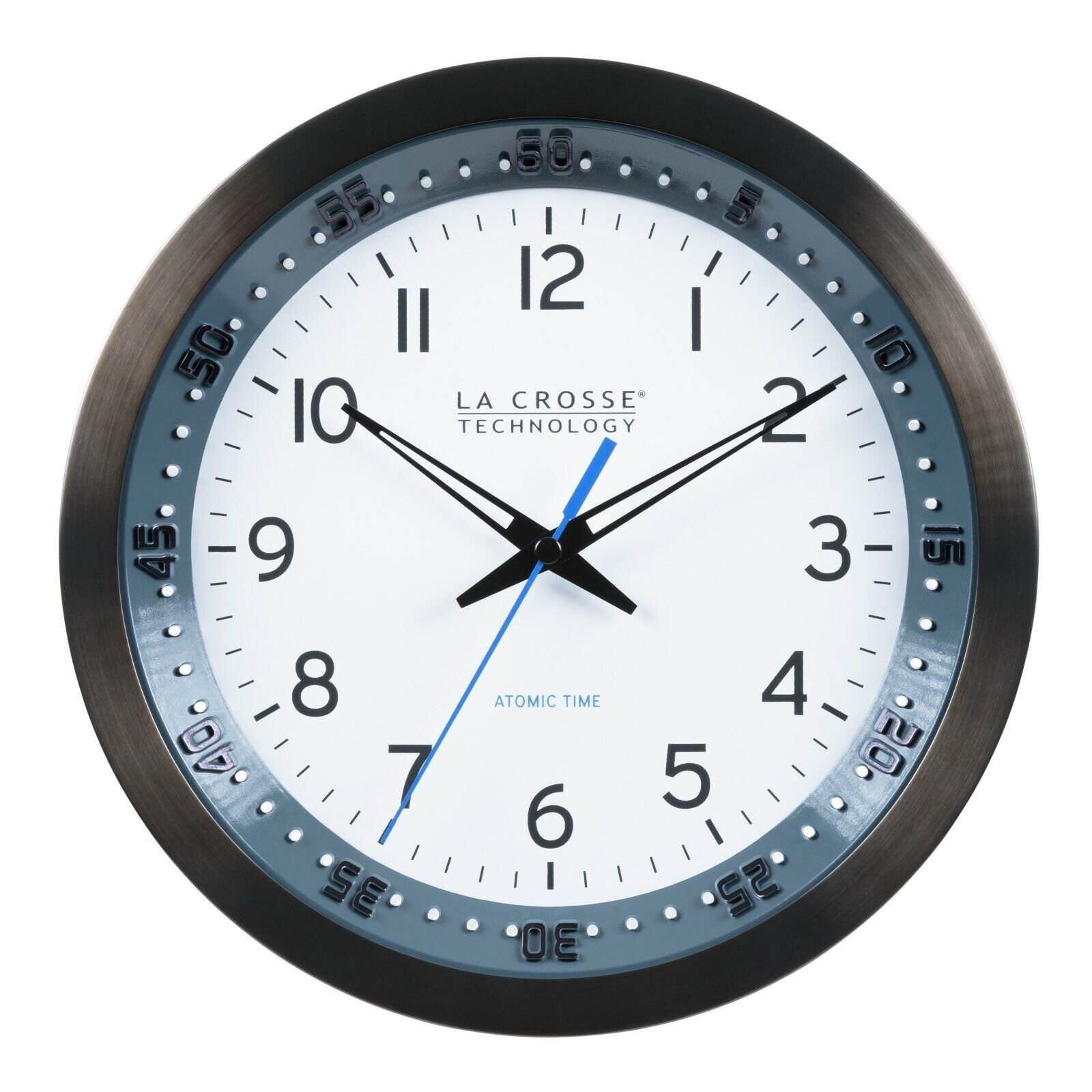 404-54667 La Crosse Technology 10" Metal Frame Atomic Analog Wall Clock