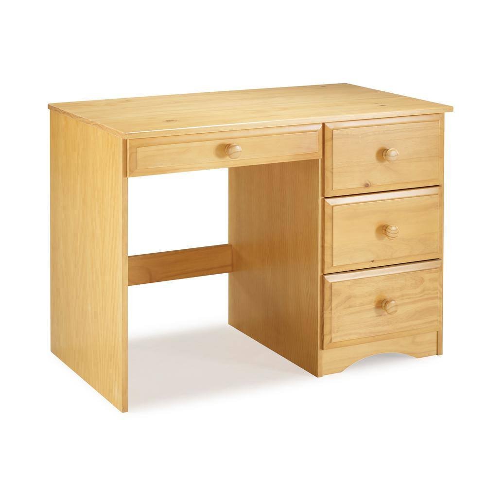 44 in. Rectangular Natural 4 Drawer Writing Desk with Solid Wood Material