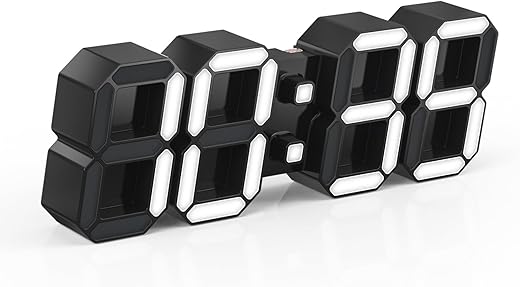 4.9'' Mini 3D LED Clock - Dual Alarm Clock with Remote, Magnetic, 12/24H, Date & Temp, Auto L1-L4 Brightness, Nightlight, Gifts for Kids, Birthday Gifts - Black